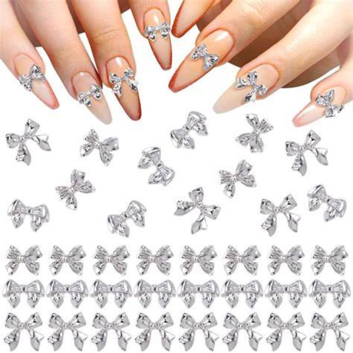 90Pcs Silver Bow Nail Charm
