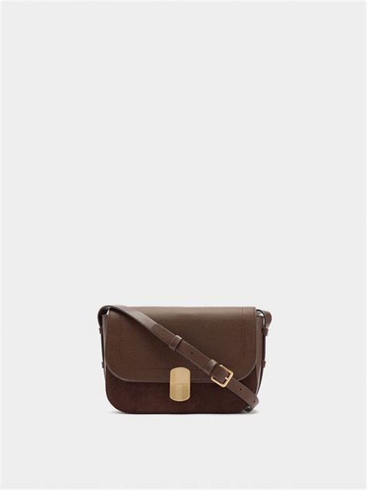 Bolso bandolera solapa M piel negro