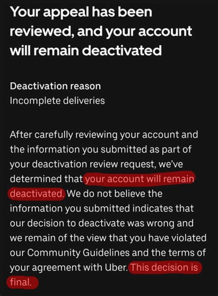 How do I appeal Uber permanent deactivation?