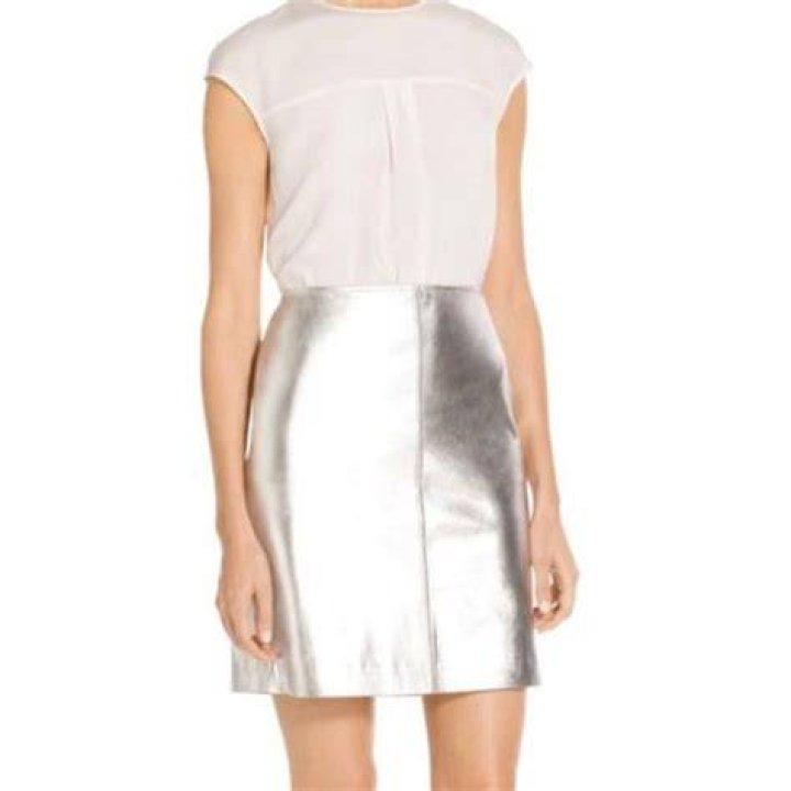 John high-waisted metallic leather mini skirt