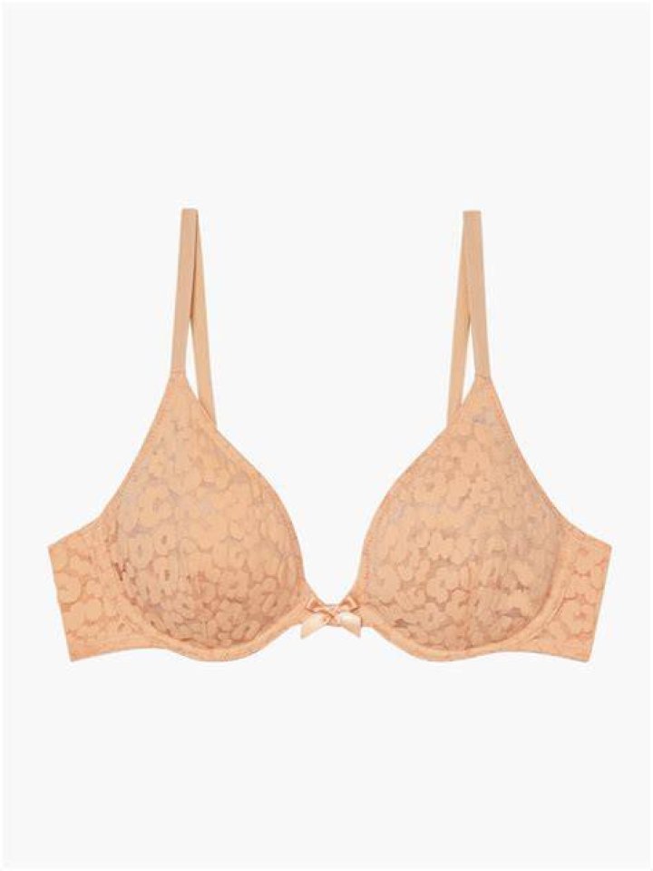 Leopard Lace Unlined Bra with X Charm