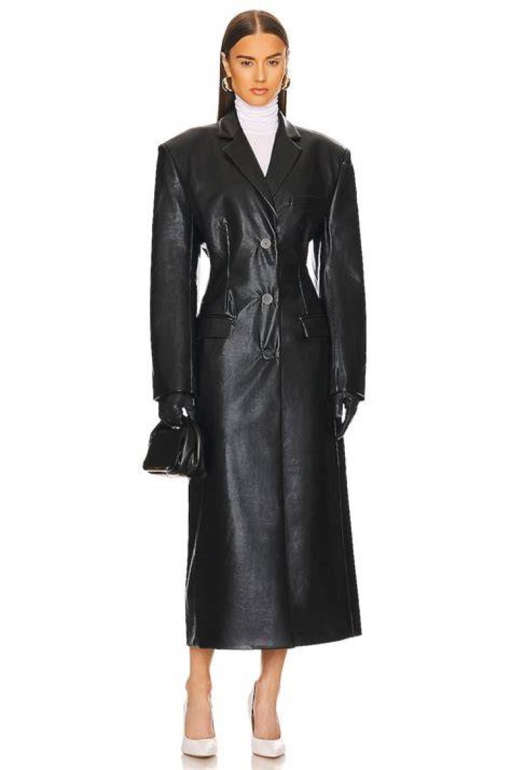 Waterbased Faux Leather Long Coat Waterbased Faux Leather Long Coat