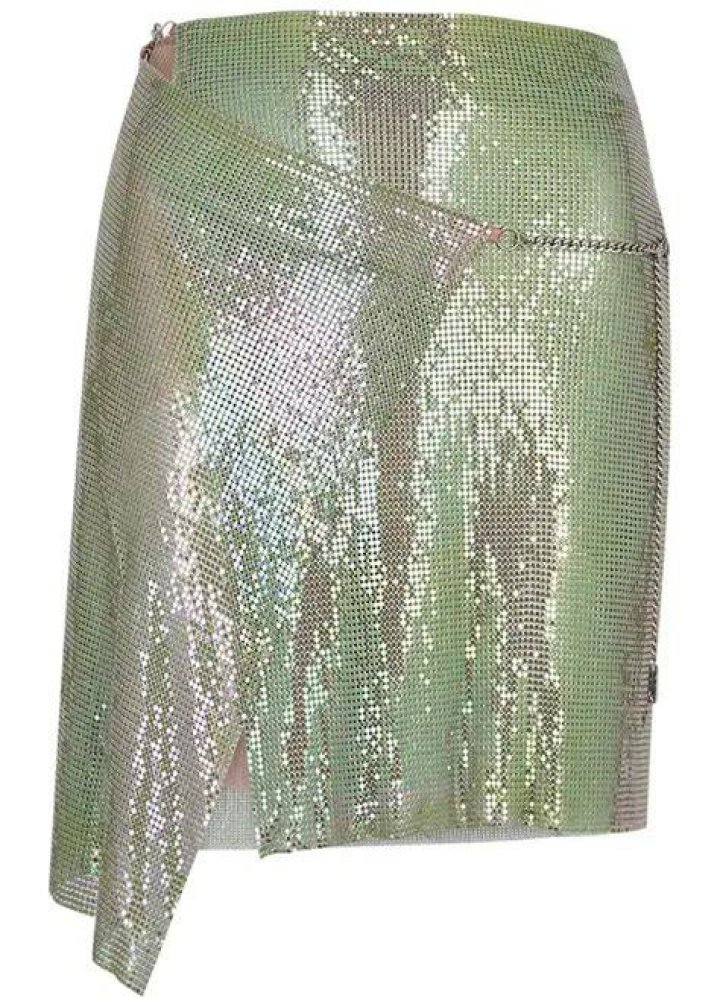 Winona iridescent green chainmail mini skirt